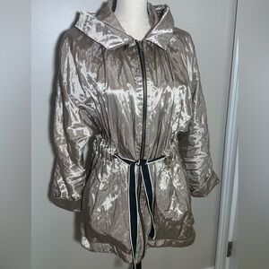Cocomore Gold Shines Full Zip Hooded Jacket Elastic Tie Waist Size 38